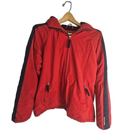 Abercrombie & Fitch Zip up Jacket Medium RN 75654 Red Lined - Picture 1 of 8